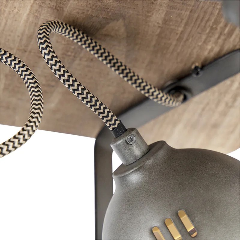 Inteligentné stropné svietidlo oceľové s drevom vrátane 4 WiFi GU10 - Emado