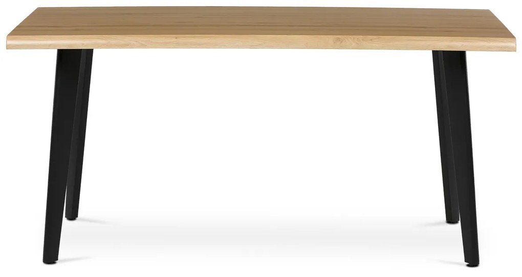 Autronic - Stůl jídelní, 160x90x75 cm, MDF deska, dekor divoký dub, kov, černý lak - HT-F4416 OAK AKCE
