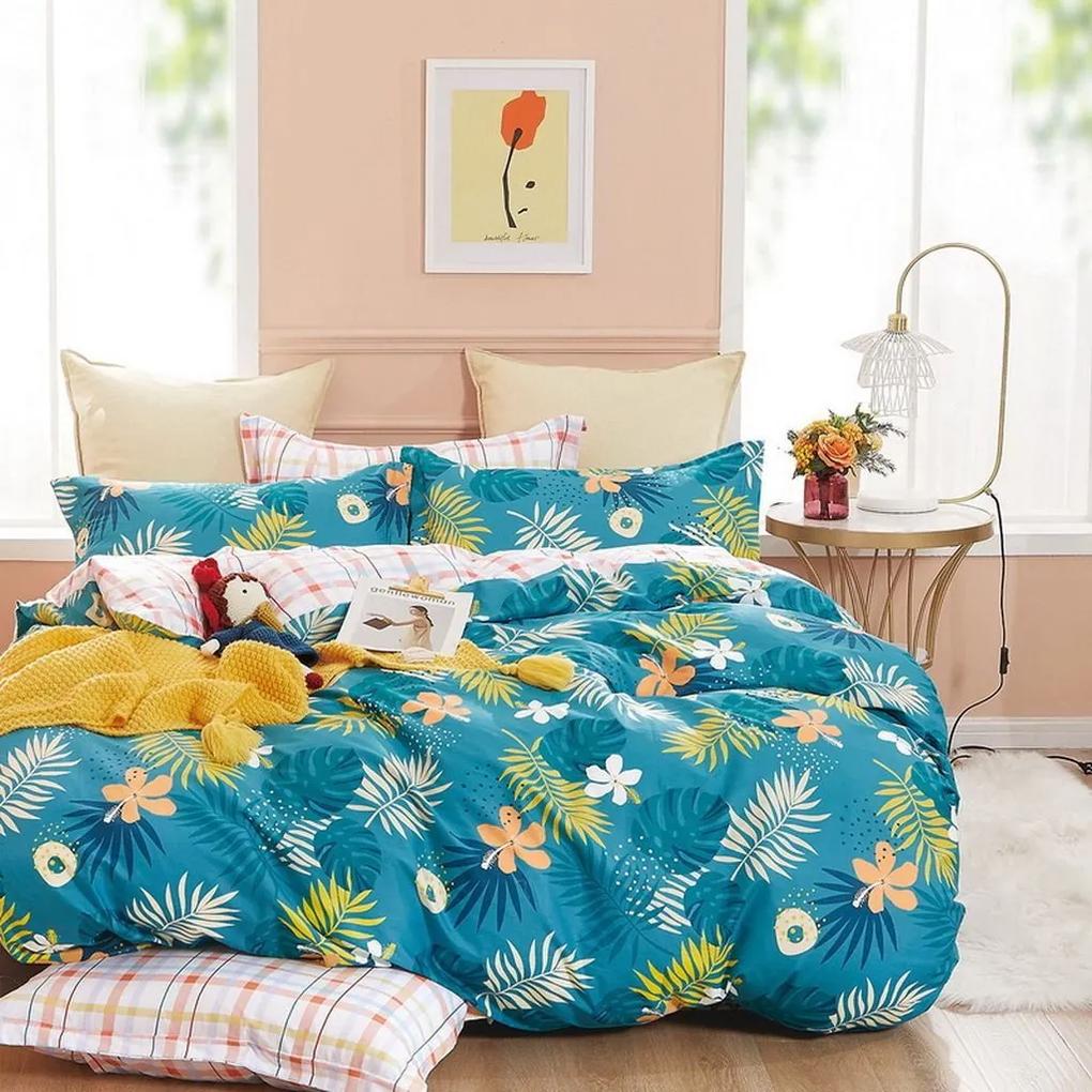 DomTextilu Farebné obojstranné modré posteľné obliečky s motívom kvetov 2 časti: 1ks 140 cmx200 + 1ks 70 cmx80 Modrá 70 x 80 cm 38690-183042