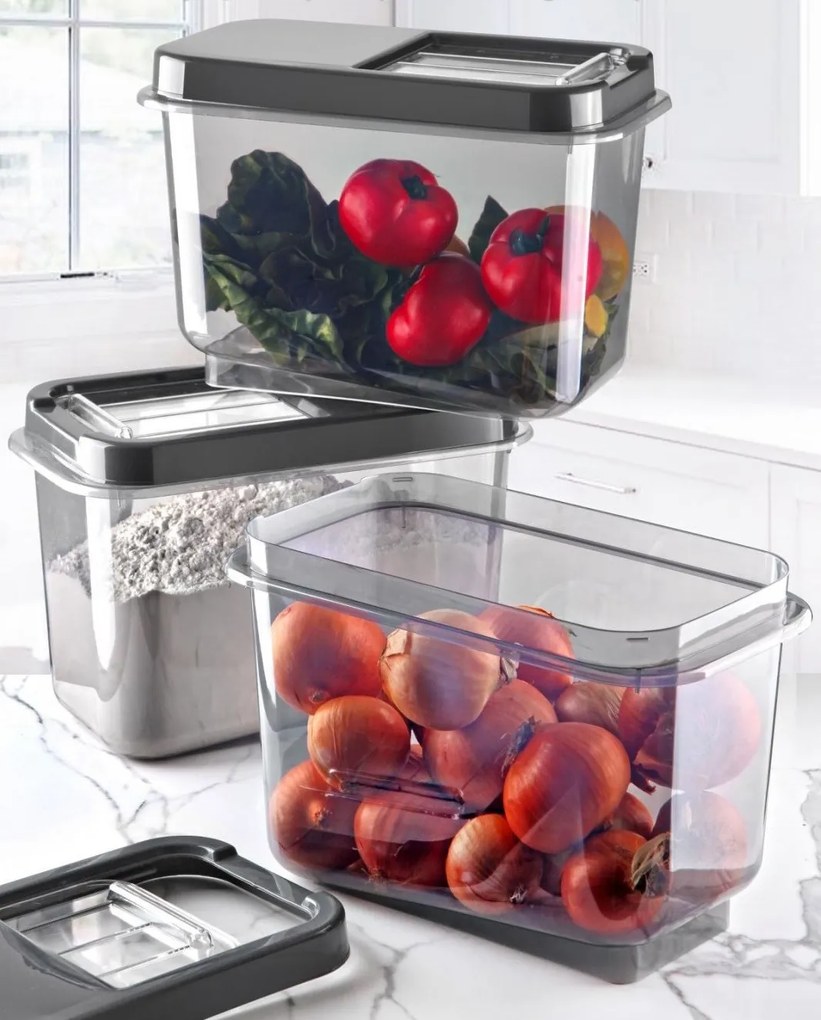 Dóza na potraviny, veľkokapacitný box SLOP, sivé posuvné veko – 10 l