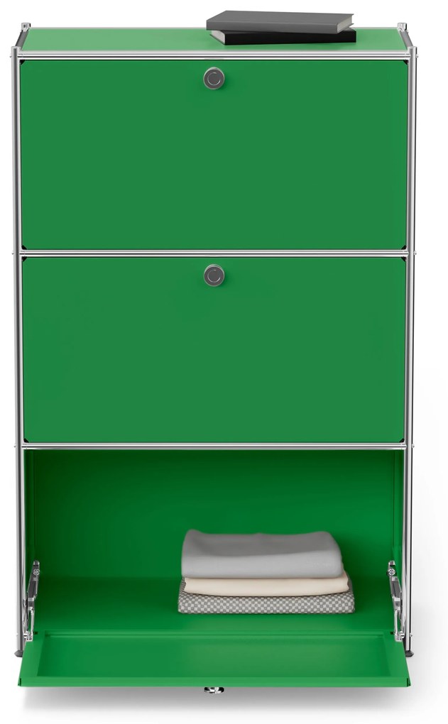 Kovová komoda »CN3« s výklopnými priečinkami, zelená