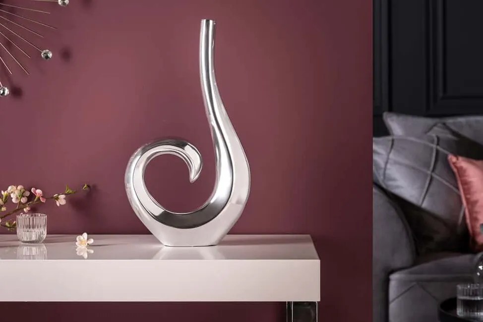 Moderná dekoratívna váza Hokai strieborná 47cm