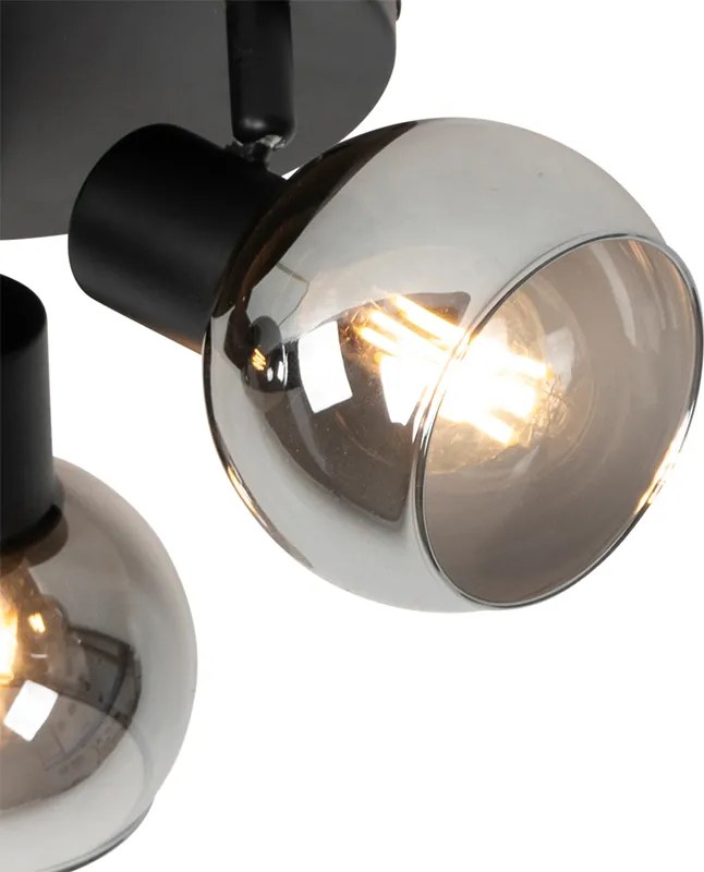 Inteligentné stropné bodové svietidlo čierne s dymovým sklom vrátane 3 Wifi P45 - Vidro