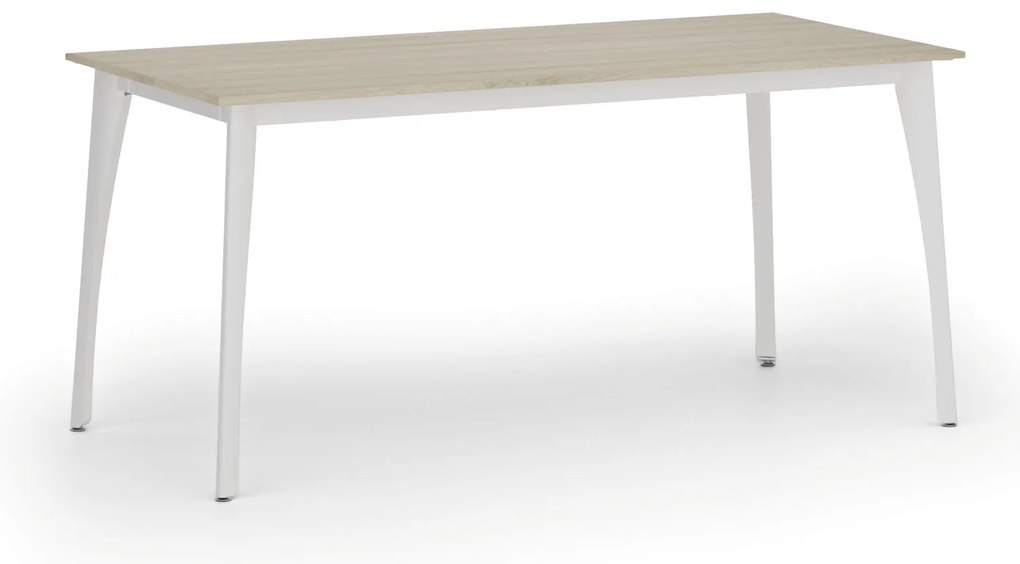 Rokovací kancelársky stôl PRIMO OMEGA, 160x80 cm, biela podnož, dub prírodný