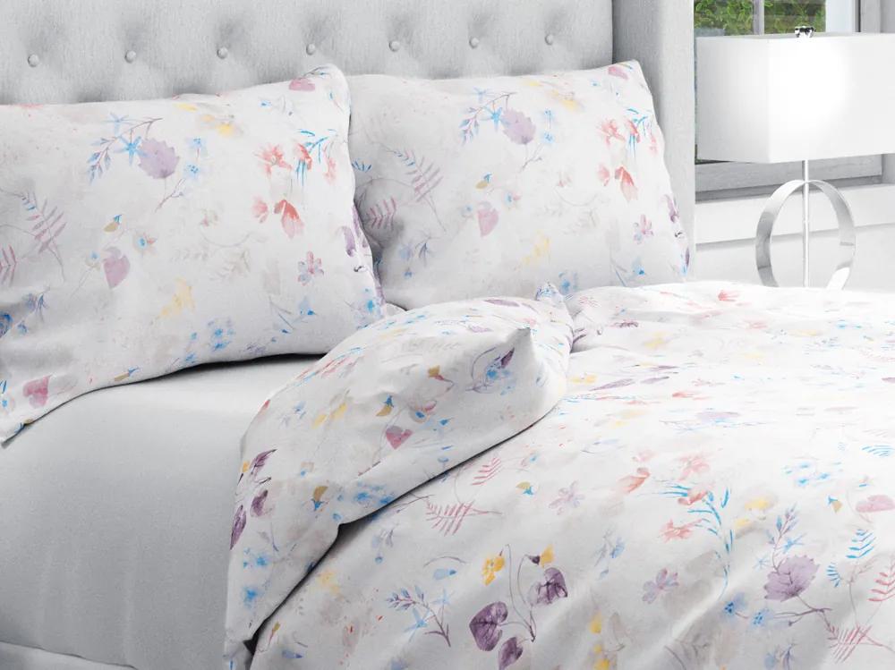 Biante Bavlnené posteľné obliečky Sandra SA-290 Farebné lučne kvety na bielom Predĺžené 140x220 a 70x90 cm