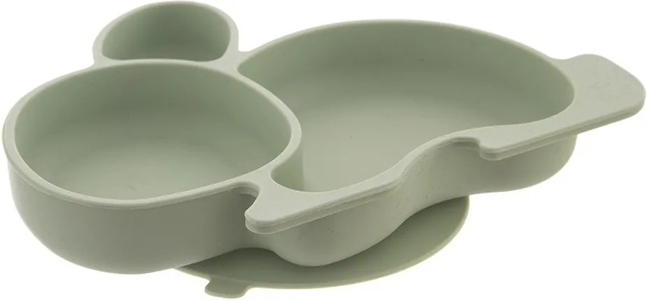 Šalviovozelený silikónový detský tanier 18x23 cm Bunny – Orion