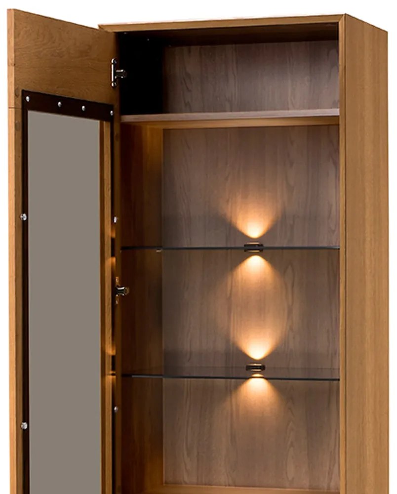 Vitrína Lazure 10 s LED osvětlením 60 cm dub Rustikal karamelový