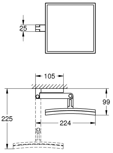 GROHE 40808000 - Kozmetické zrkadlo SELECTION CUBE 22,3 × 22,3 cm lesklý chróm