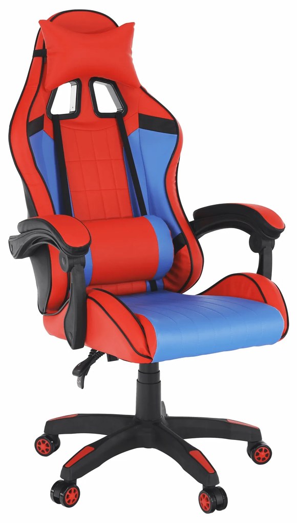 Kancelárske/herné kreslo, modrá/červená, SPIDEX