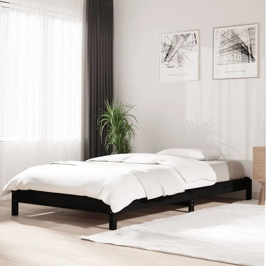 vidaXL Stohovateľná posteľ čierna 90x190 cm borovicový masív