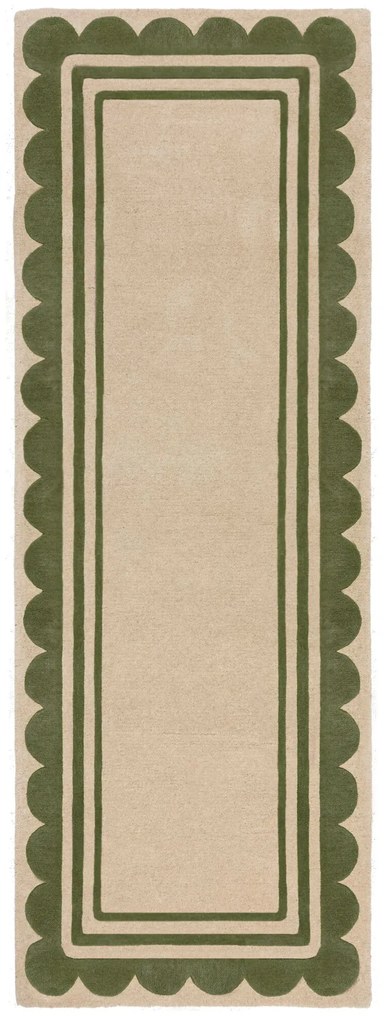 Flair Rugs, Ručne všívaný behúň Lois Scallop Green, 80x230, zelená, chodba / predsieň