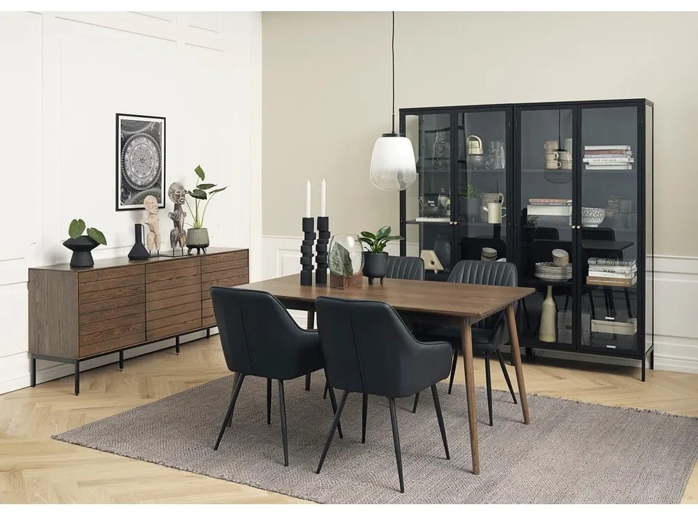 Čierna kovová vitrína 90x190 cm Carmel – Unique Furniture
