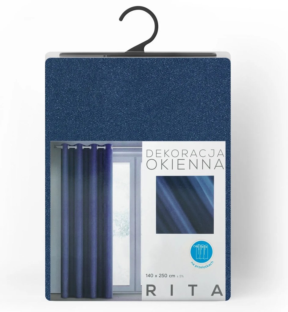 ZÁVES NA KRÚŽKOCH RITA 140X250 CM TMAVOMODRÁ