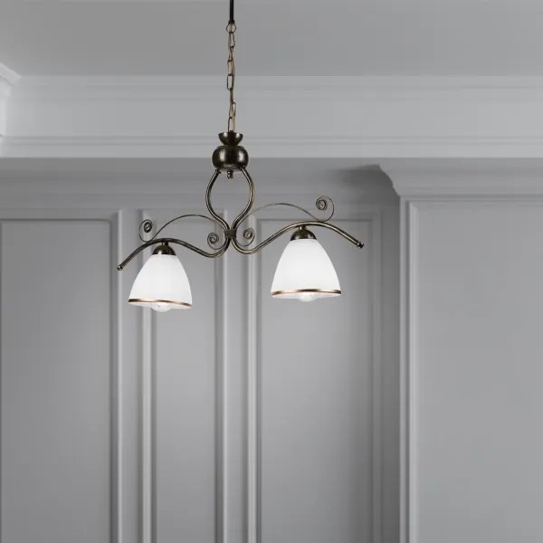 Luster na reťazi RETRO 2xE27/60W/230V bronzová/patina