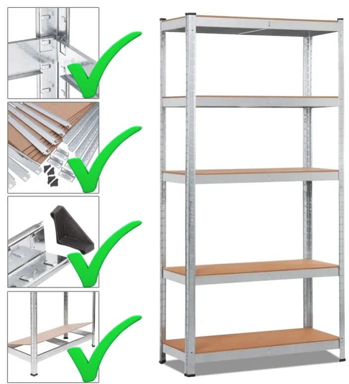 Fistar Regál 2000x1000x400 mm zinkovaný 5-policový, nosnosť 875 kg
