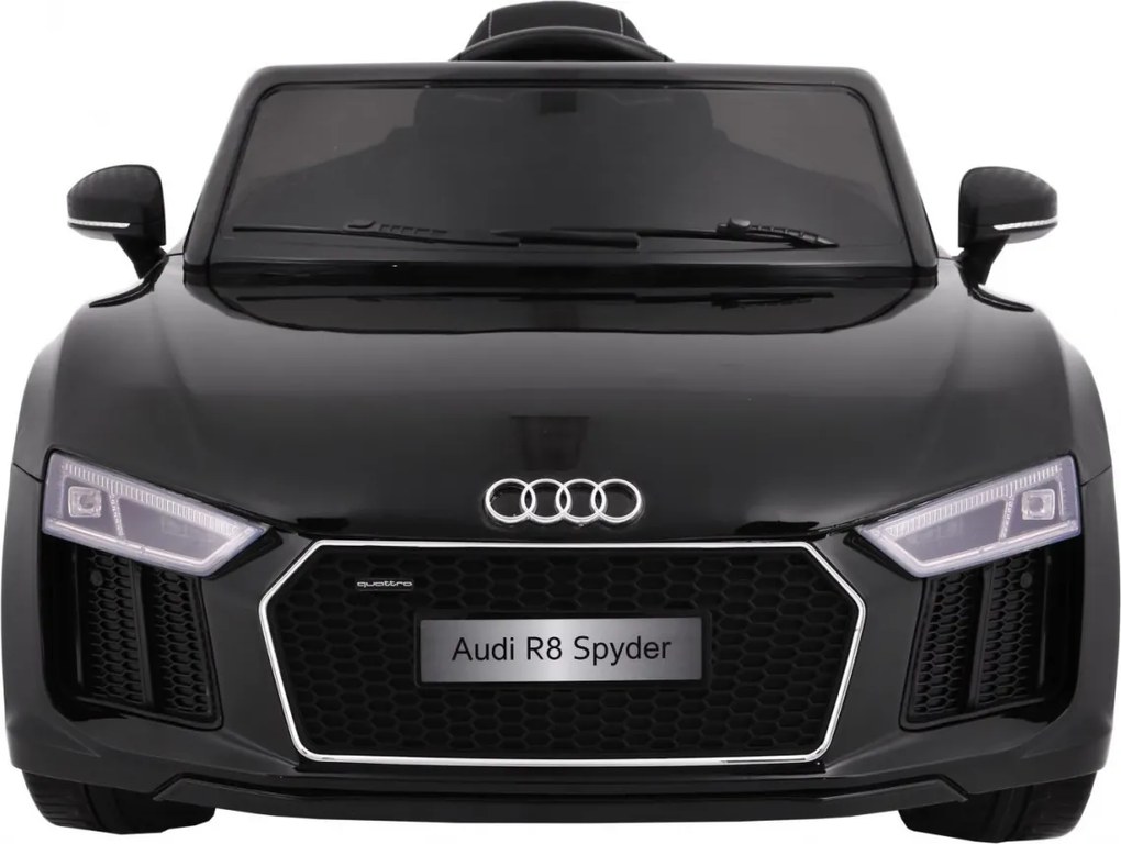 Ramiz Elektrické autíčko Audi R8 Spyder pre deti lakované čierne + diaľkové ovládanie + EVA + pomalý štart + rádio MP3 + LED