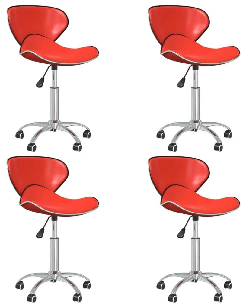 Otočné jedálenské stoličky 4 ks červené umelá koža
