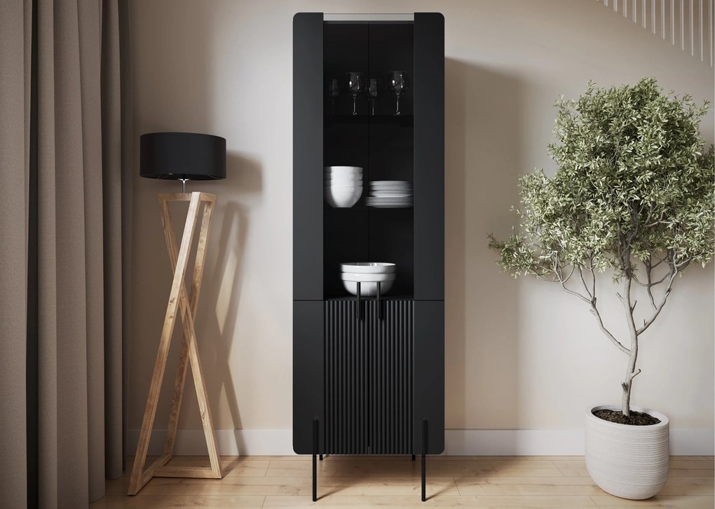 Vitrína Malmi 60 cm - čierny mat / čierna