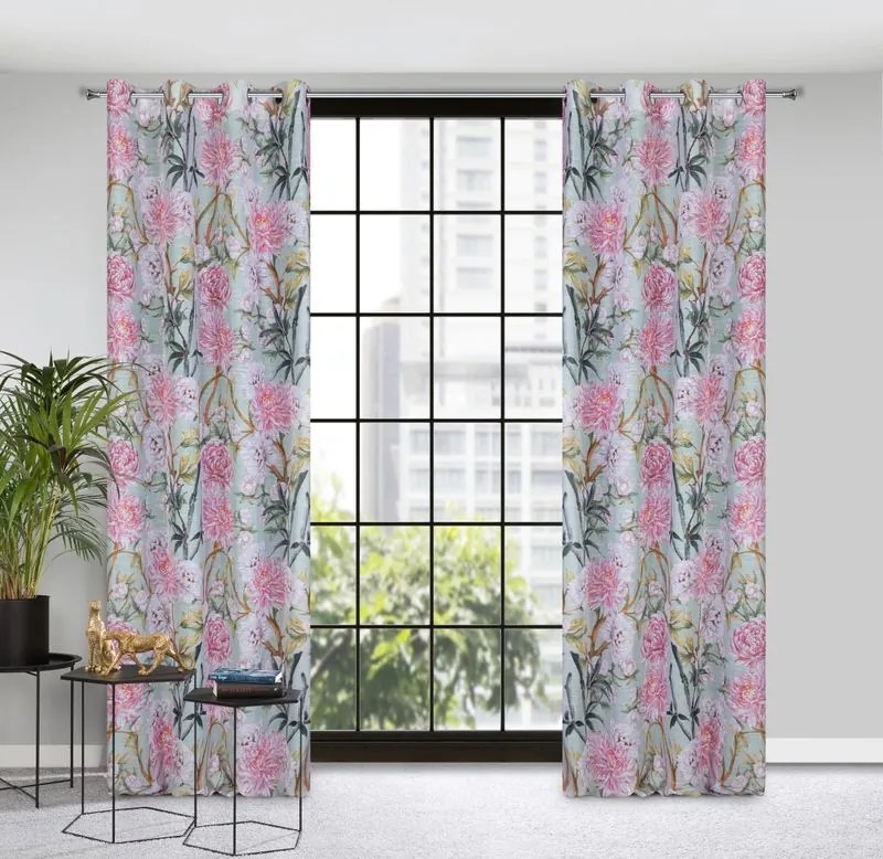 Dekorstudio Dekoračný etamínový záves NYDIA s kvetinovým motívom 140x250cm