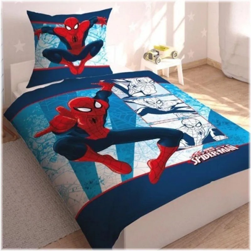 Bavlnená posteľná bielizeň / posteľné obliečky - Spiderman - MARVEL - 140 x 200 + 70 x 90 cm