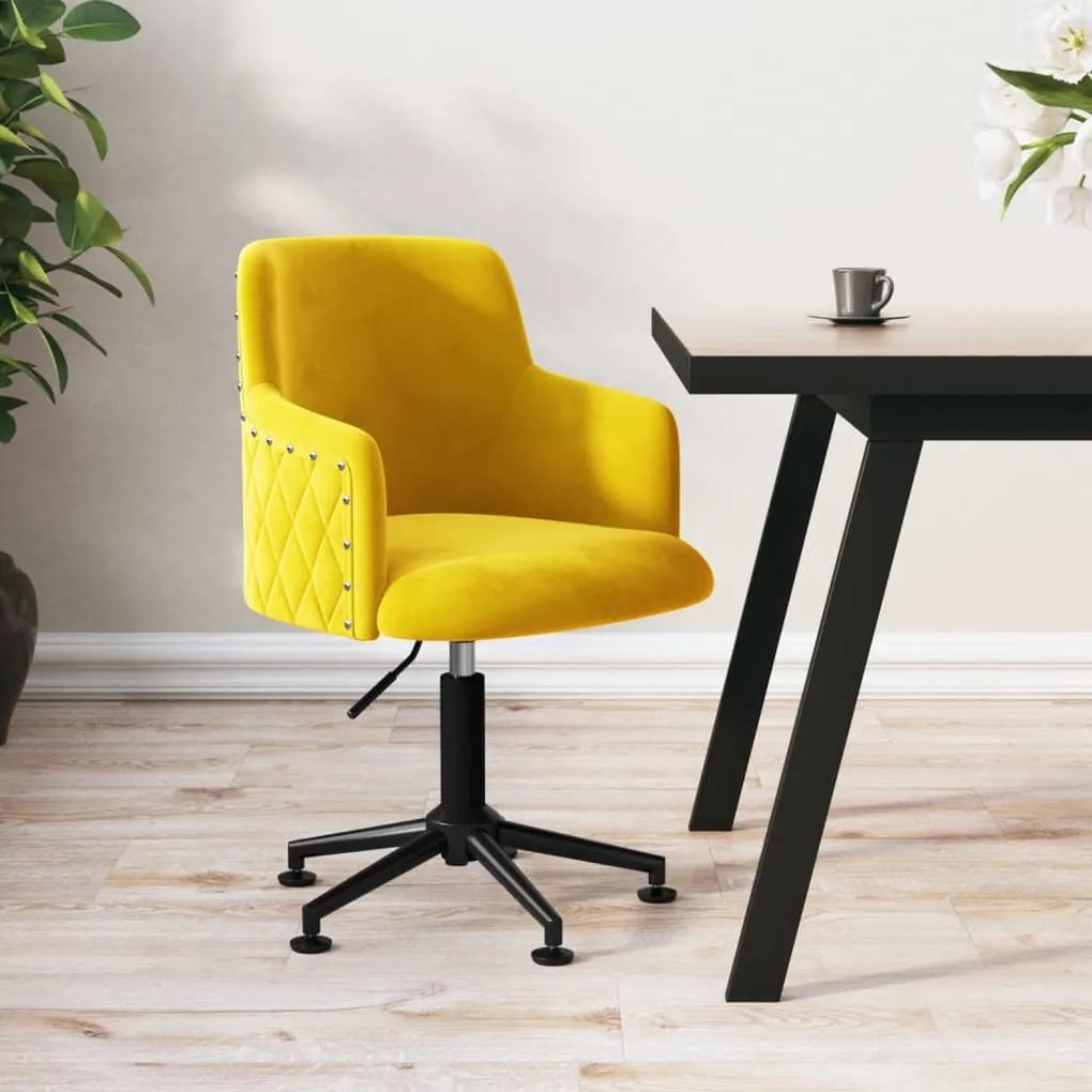 Otočná kancelárska stolička horčicovo-žltá zamatová