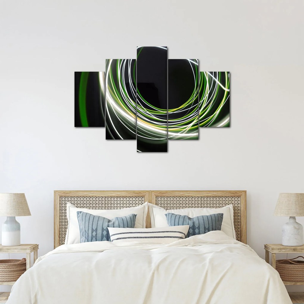 Obraz zelených čiar (150x105 cm)