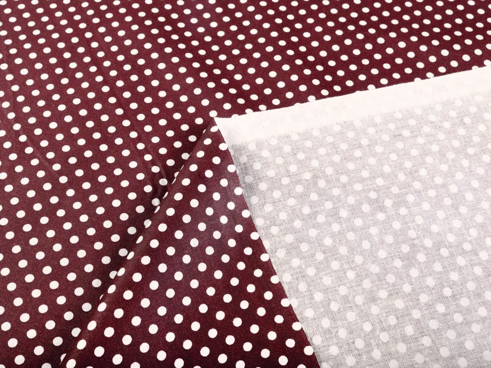 Biante Bavlnený záves Sandra SA-339 Biele bodky na tmavo červenom 130x140 cm