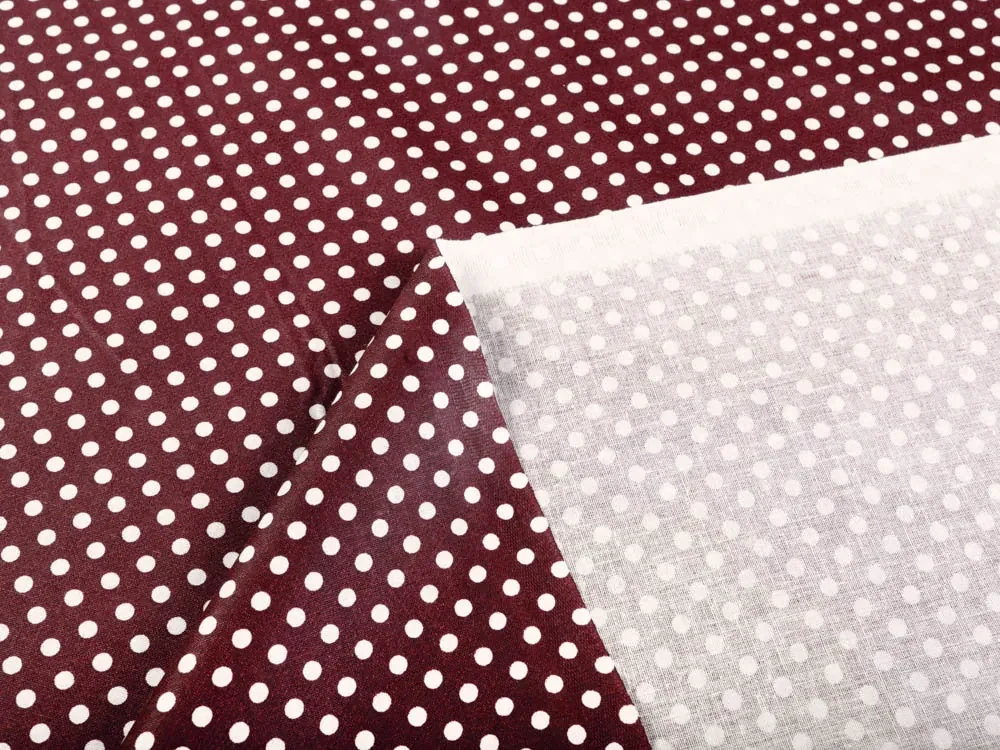 Biante Bavlnený záves Sandra SA-339 Biele bodky na tmavo červenom 130x220 cm