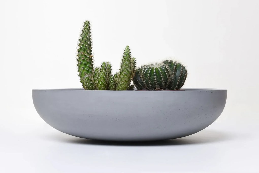 Okrasná miska PLANA, sklolaminát, Ø 34 cm, beton sivá