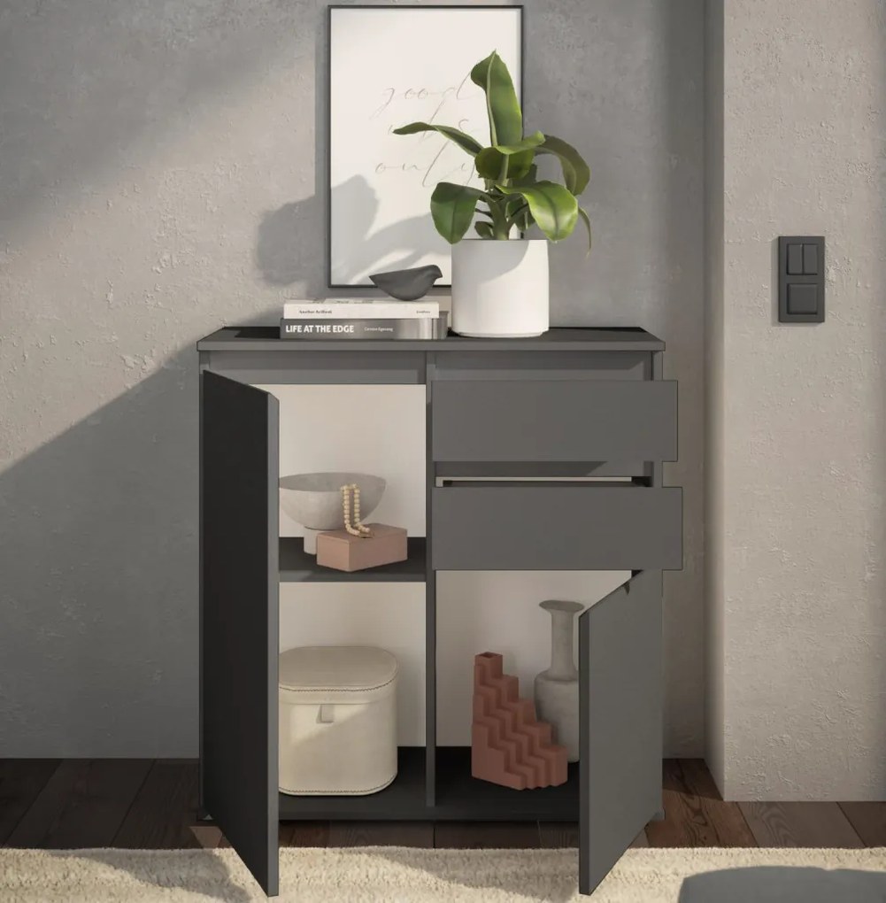 Skrinka s 2 šuplíkmi Brest, 80 cm, antracitová