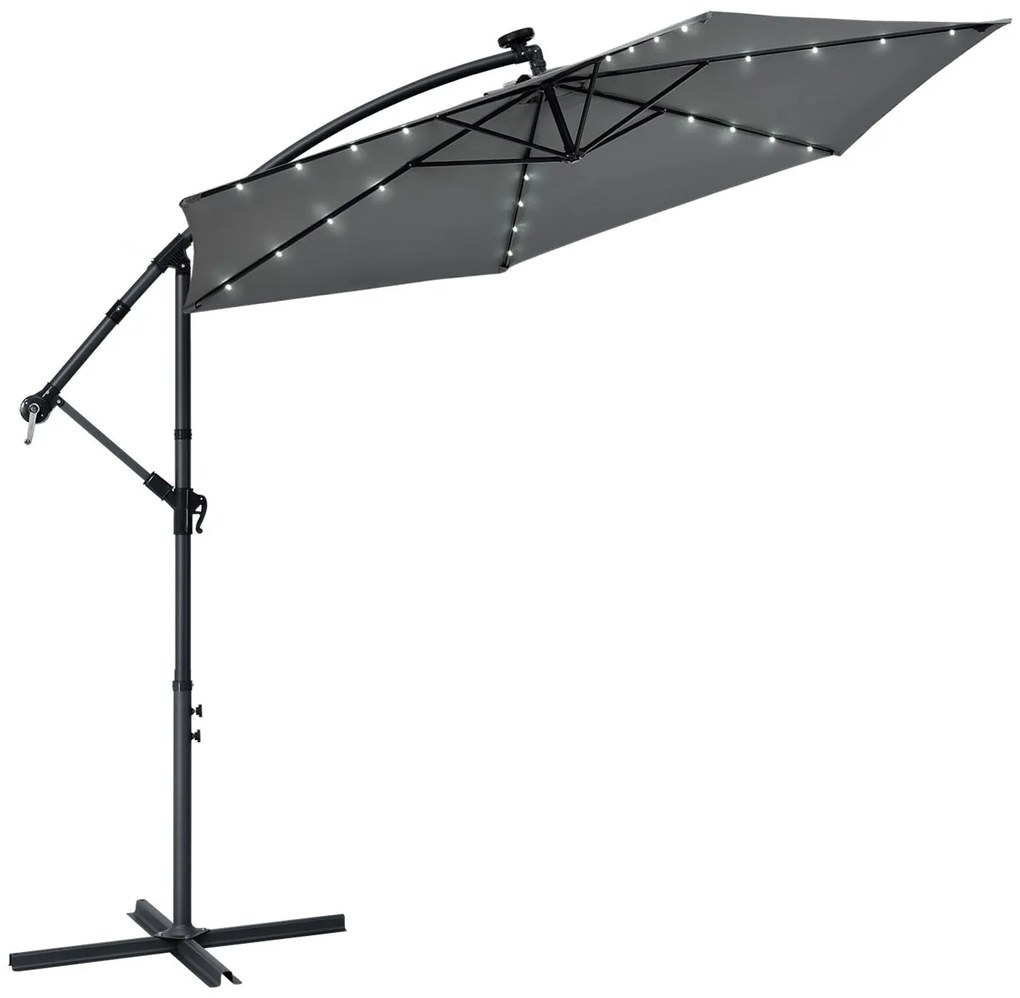 InternetovaZahrada LED slnečník Brazília 300 cm - tmavošedý
