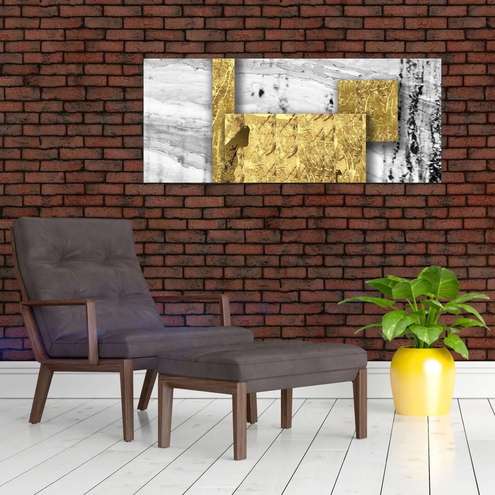 Obraz - Zlaté štvorce N⁰1 (120x50 cm)