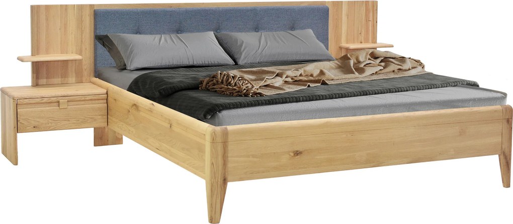 XXXLutz POSTEĽ S NOČNÝMI STOLÍKMI, 180/200 cm, antracitová, divoký dub Linea Natura - Postele - 002748013101