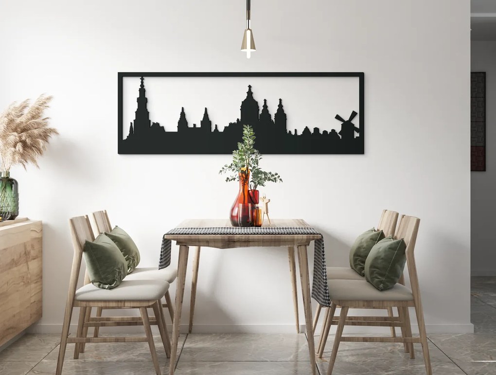 drevko Obraz Amsterdam panoráma Rozmer obrazu: 29,5 x 89 cm, Farba dekorácie: Čierna