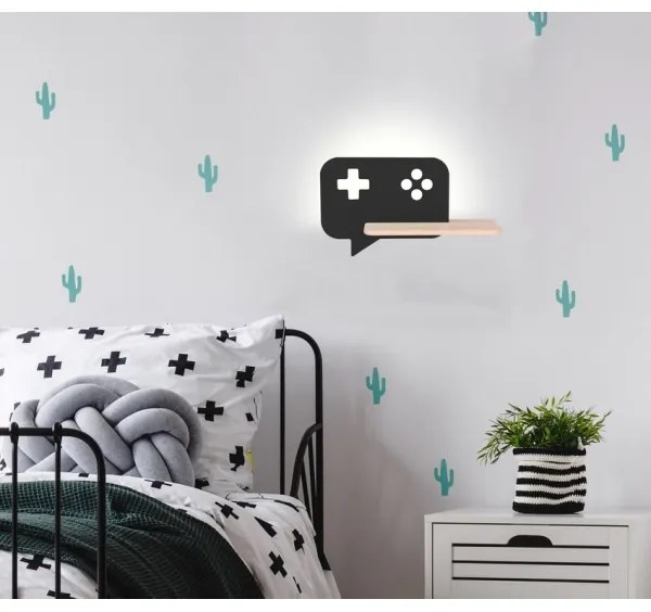 LED Detské nástenné svietidlo s poličkou CONSOLE LED/5W/230V čierna