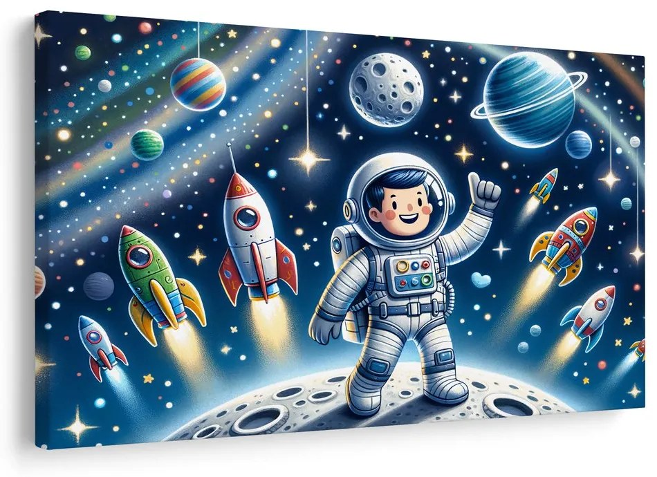 Obraz malý kozmonaut na dobrodružnej misii