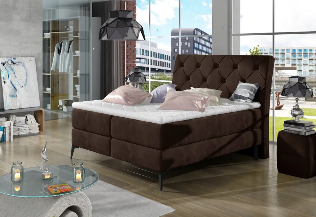 Čalúnená posteľ boxspring REYNA + úložný priestor - omega 91 / 160x200