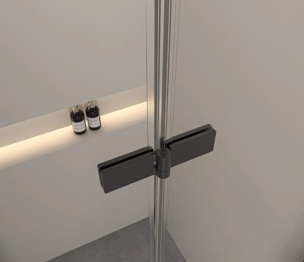 Erga Bern Double, sprchový kút s 2-krídlovými dverami 90(dvere) x 100(dvere) x 195 cm, 6mm číre sklo, čierny profil, ERG-V02-BERN-D090D100-CL-BK