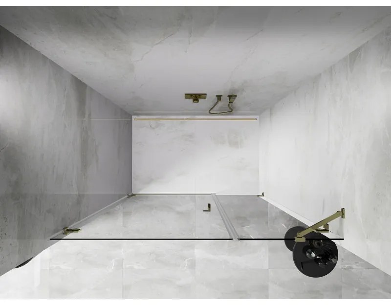 Mexen Lunar-B, ľavé otočné sprchové dvere 135 cm, číre sklo, zlatý profil, 832S-135-050-50-00-L