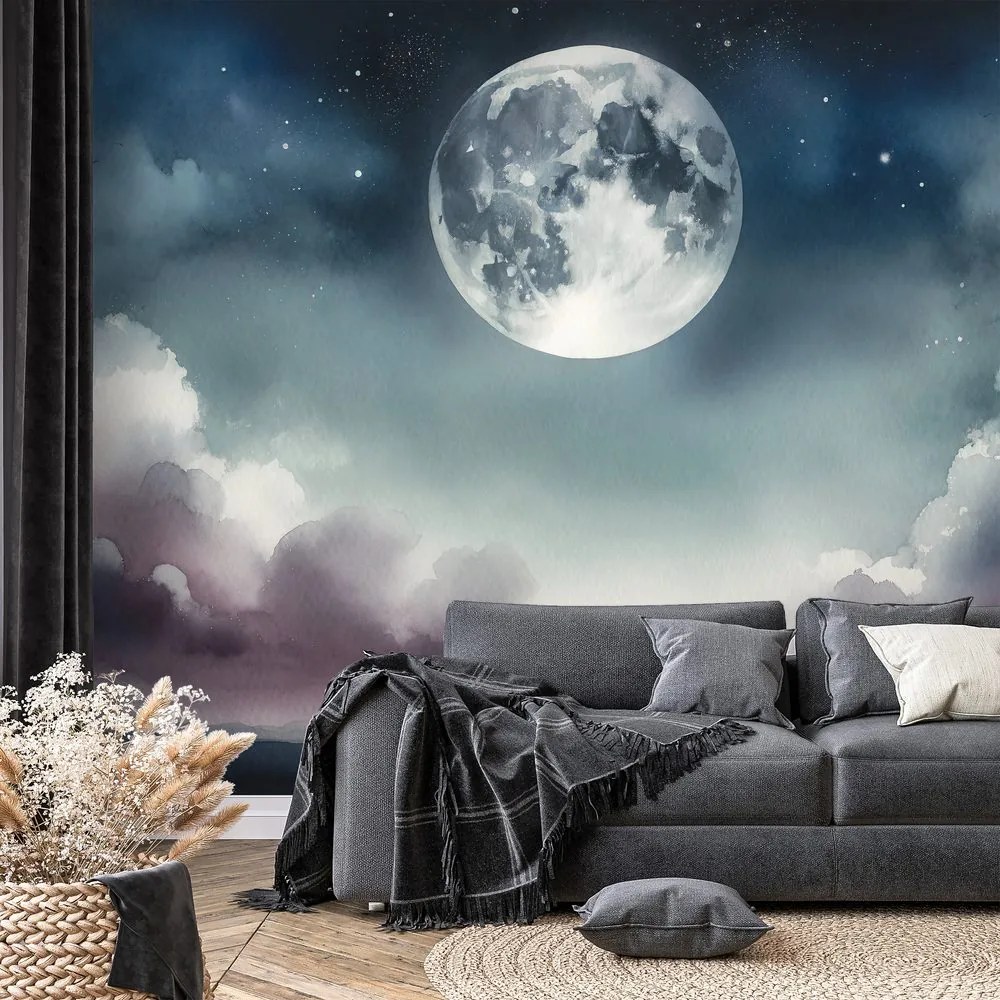 Fototapeta nočná obloha s mesiacom a mrakmi