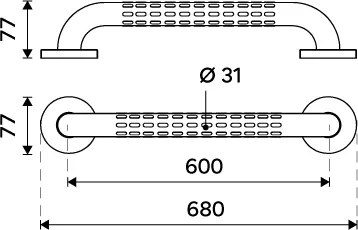 Nimco Nerezové madlo rovné 600 mm - BMC 9060-90, čierne