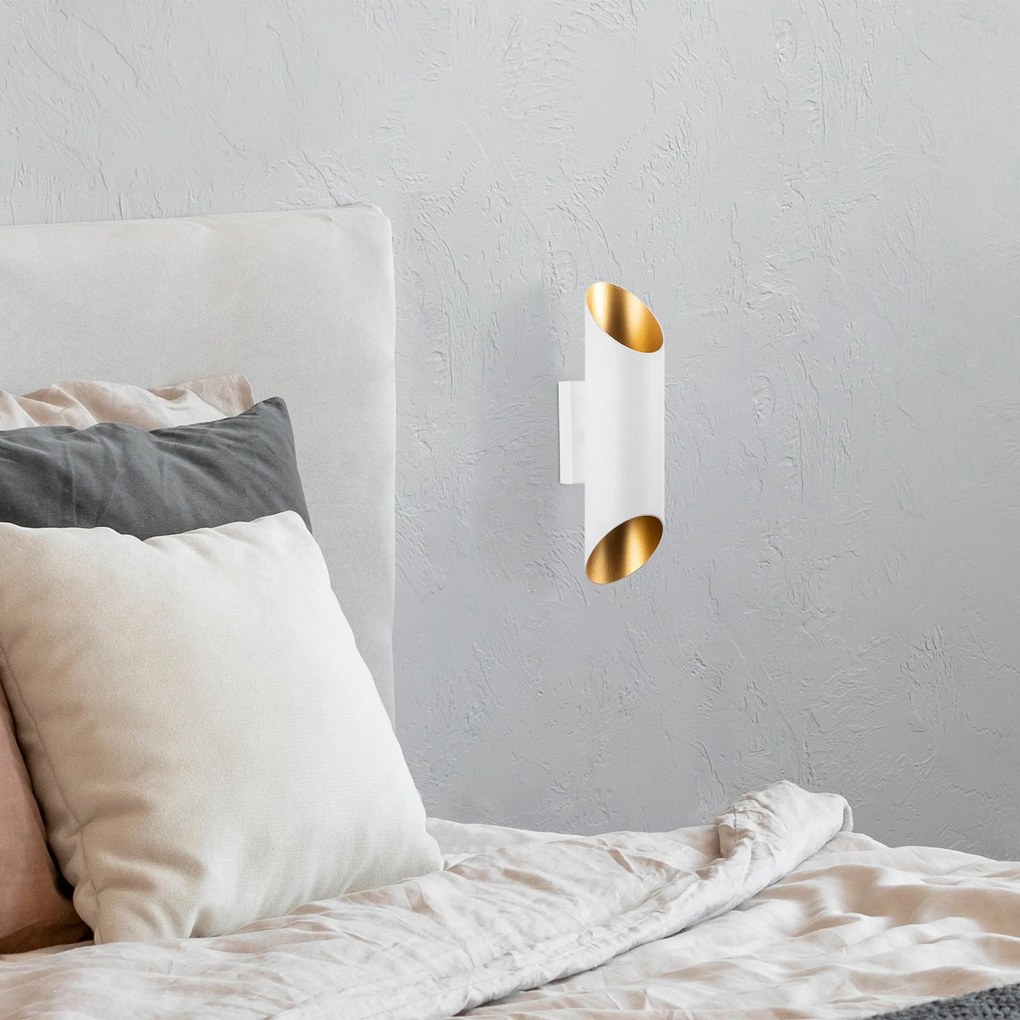 Nástěnná lampa Cut bílá/zlatá