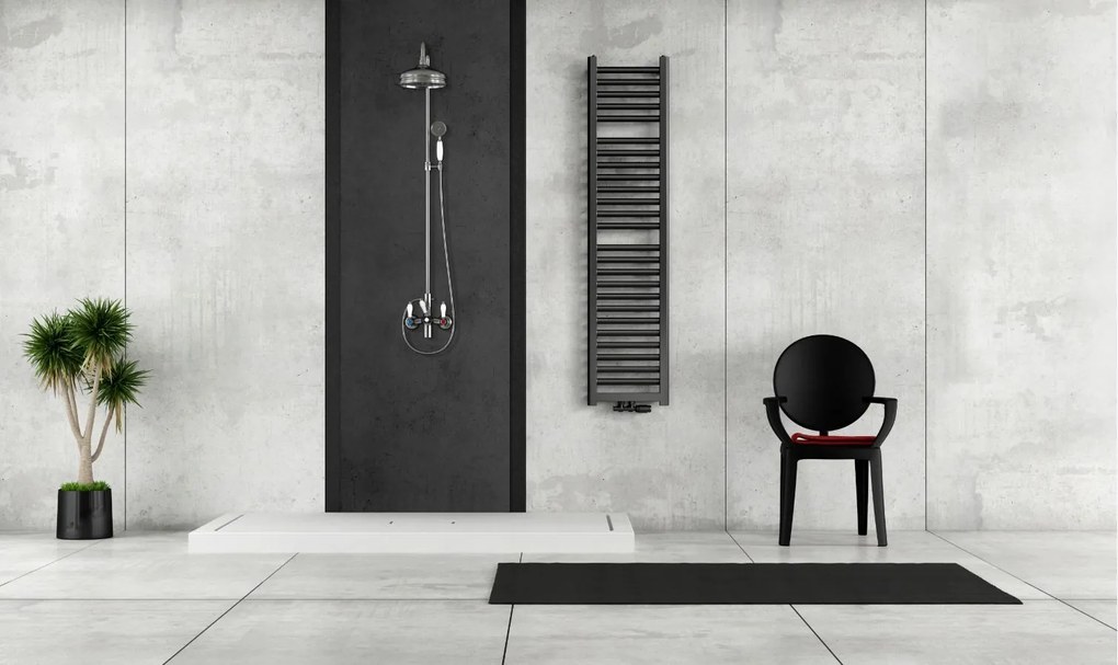 Regnis Elba, Vykurovacie teleso 440x1435mm so stredovým pripojením 50mm, 631W, čierna, ELBA140/40/D5/BLACK