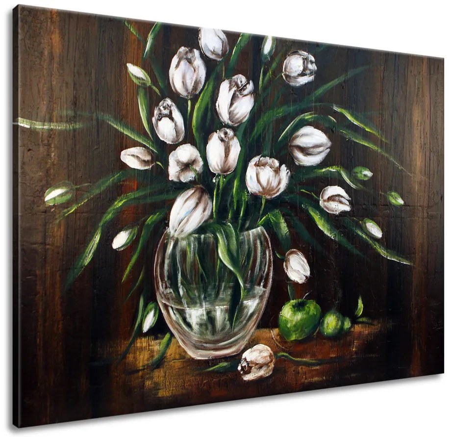 Gario Ručne maľovaný obraz Maľované tulipány Rozmery: 120 x 80 cm