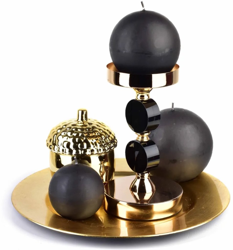 Mondex Okrúhla sviečka Classic Candles 12 cm čierna