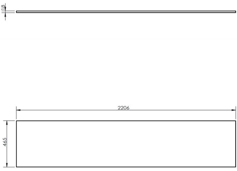 Mexen Uni, pracovná doska 220 cm, biela lesklá, 91AXX-2204-464-18-00