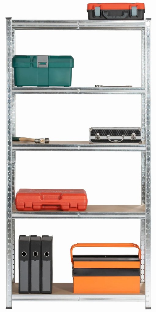 Sada 2 ks kovových regálů REGMET 90x40x180 cm stříbrná