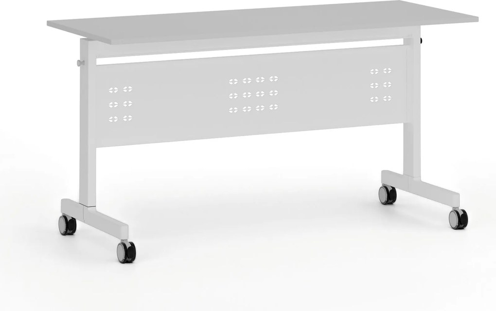 Mobilný stôl PRIMO MOBI, 140x60 cm, biela podnož, sivá