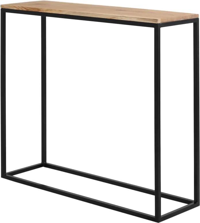 Čierny konzolový stolík s dubovou doskou Custom Form Julita