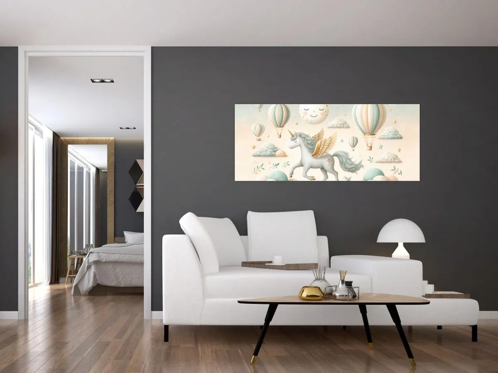 Obraz - Šťastný jednorožec (120x50 cm)